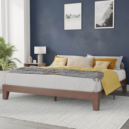 Flash Furniture Walnut King Size Solid Wood Platform Bed YKC-1090-K-WAL-GG